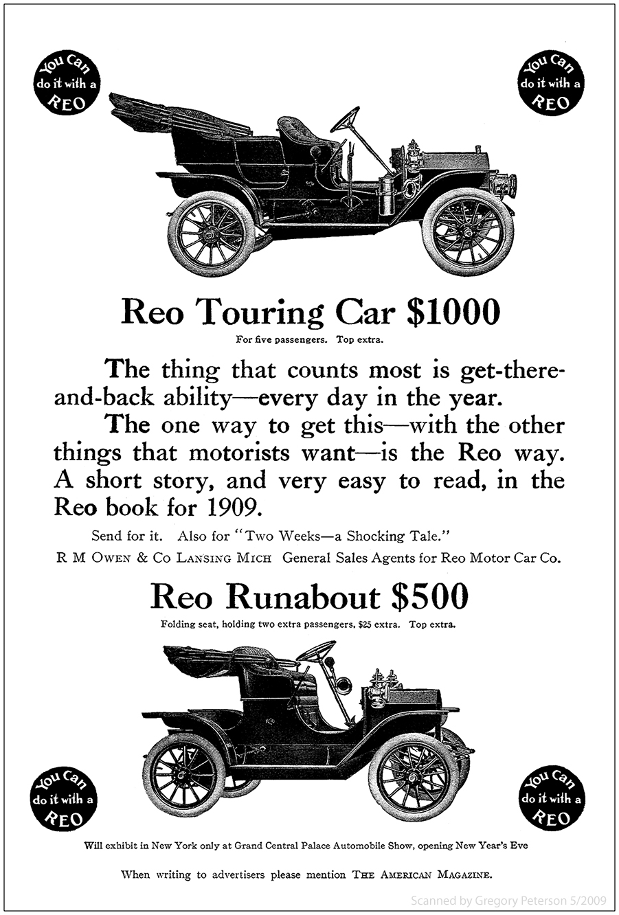 1909 REO Auto Advertising